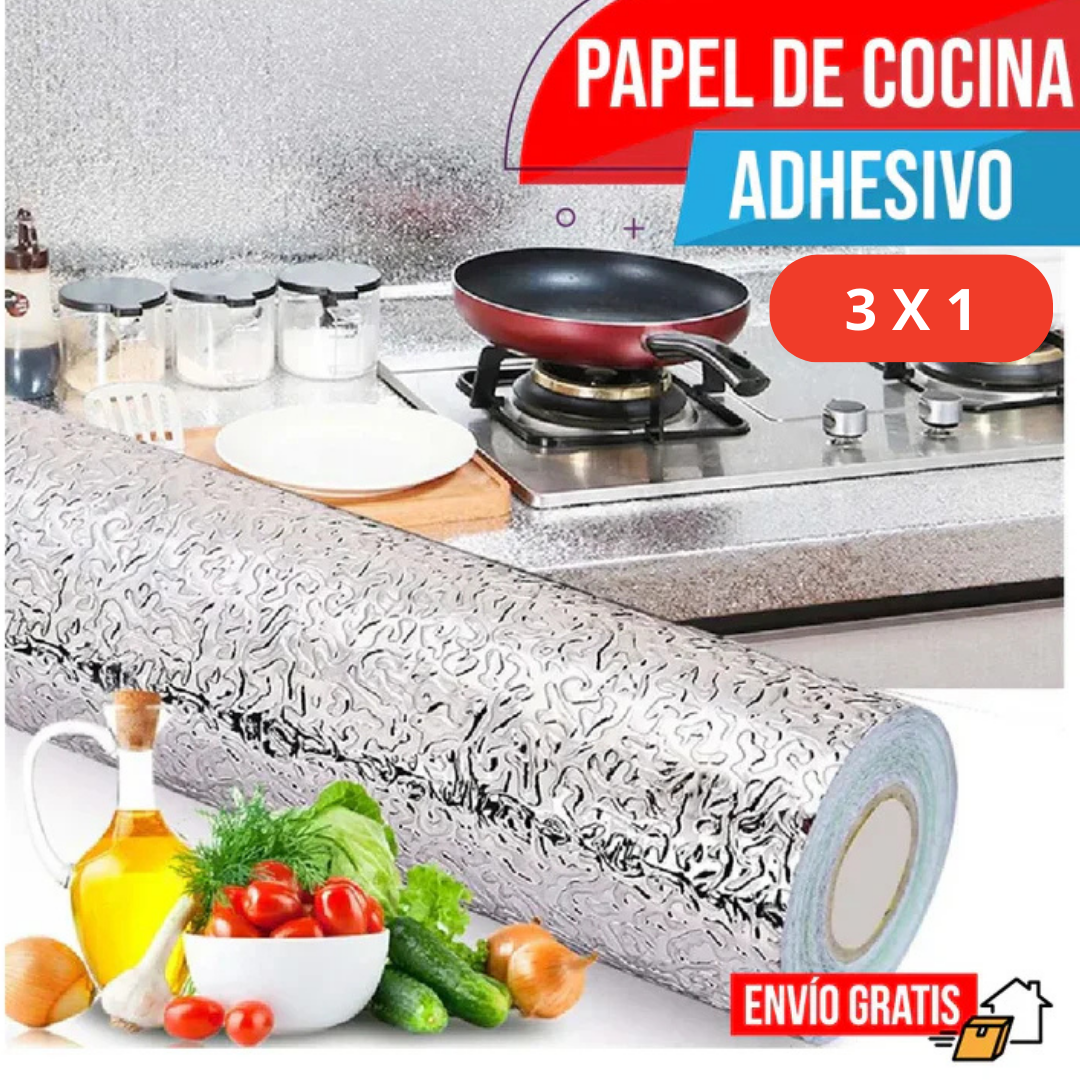 Papel Protector de Aluminio para Cocina 40cm x 3m | Pack 3x1 |