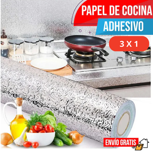 Papel Protector de Aluminio para Cocina 40cm x 3m | Pack 3x1 |